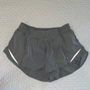 Lulu Lemon Gray Striped Hotty Hot Shorts
